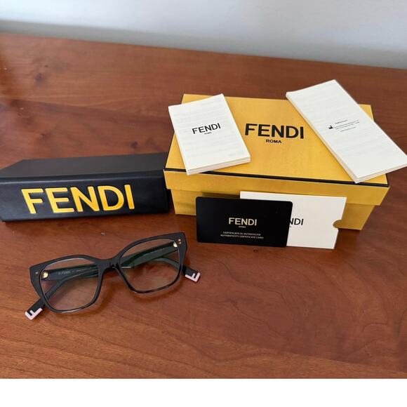 FENDI Way FE50001l 052 Havana Color Geometric Frame with Prescription Lens - Picture 2 of 16